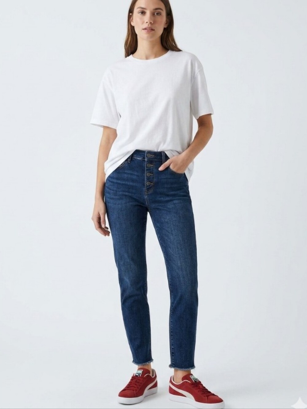 Treasure & Bond High-Rise Loose Skinny Frayed Hem Jeans (28)